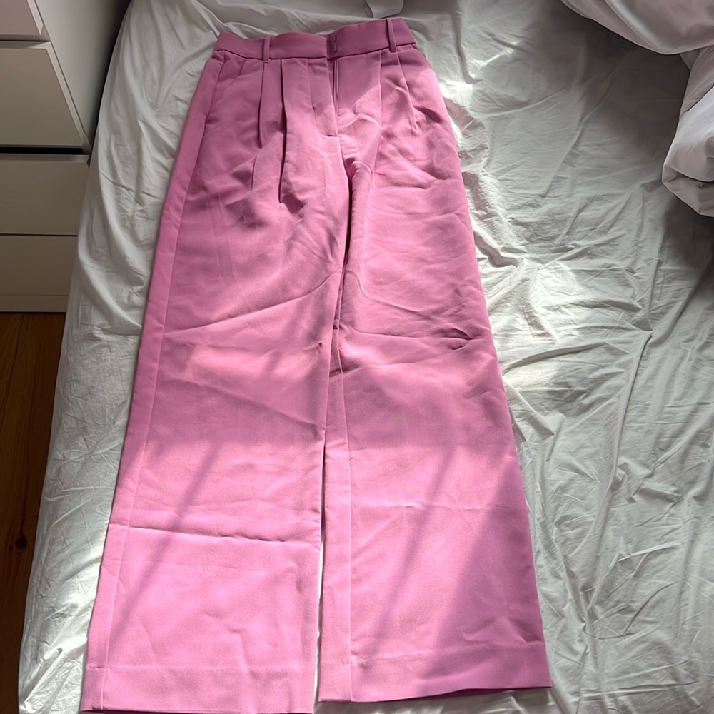 Pink Abercrombie Sloan tailored wide leg trouser pant, size 2/W26